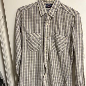 Levi's vintage Men's western Shirt - Cream and Blue